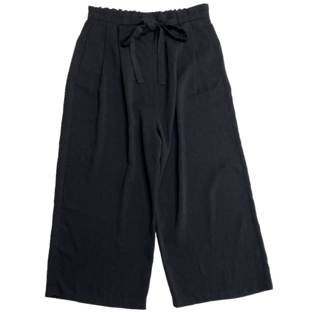 Adrianna Papell Black High Waisted‎ Cropped Capri Paper Bag Pants Sz 8
